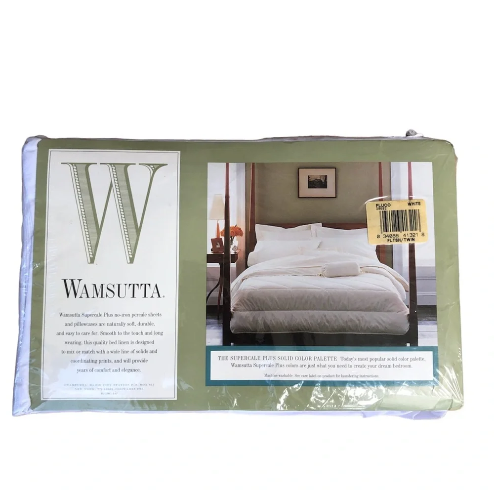 Wamsutta Supercale Plus 200 Thread Count Vintage Made USA White‎ Twin Flat Sheet